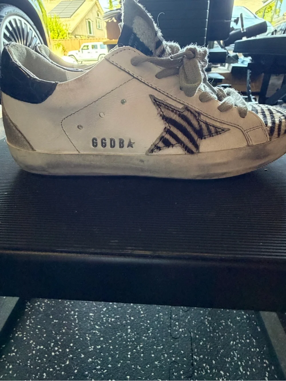 Golden Goose White Zebra-Pattern Low-Top Sneakers